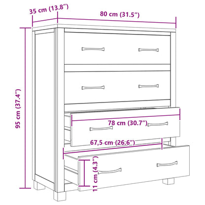 Cabinet with Drawer Brown 80 x 35 x 95 cm Solid Oak Wood