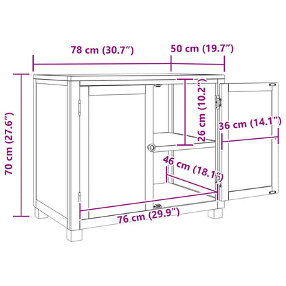 Cabinet with Storage Brown 78 x 50 x 70 cm Solid Oak Wood