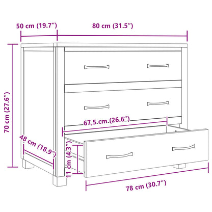 Cabinet with Drawer Brown 80 x 50 x 70 cm Solid Oak Wood