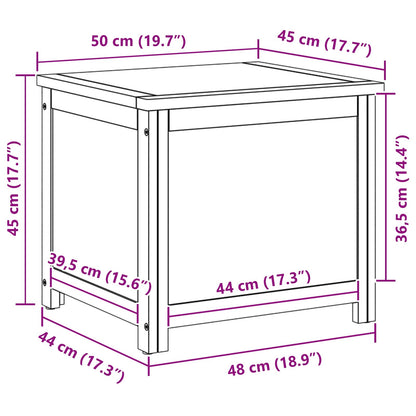 Storage Box with Storage 50 x 45 x 45 cm Solid Oak Wood