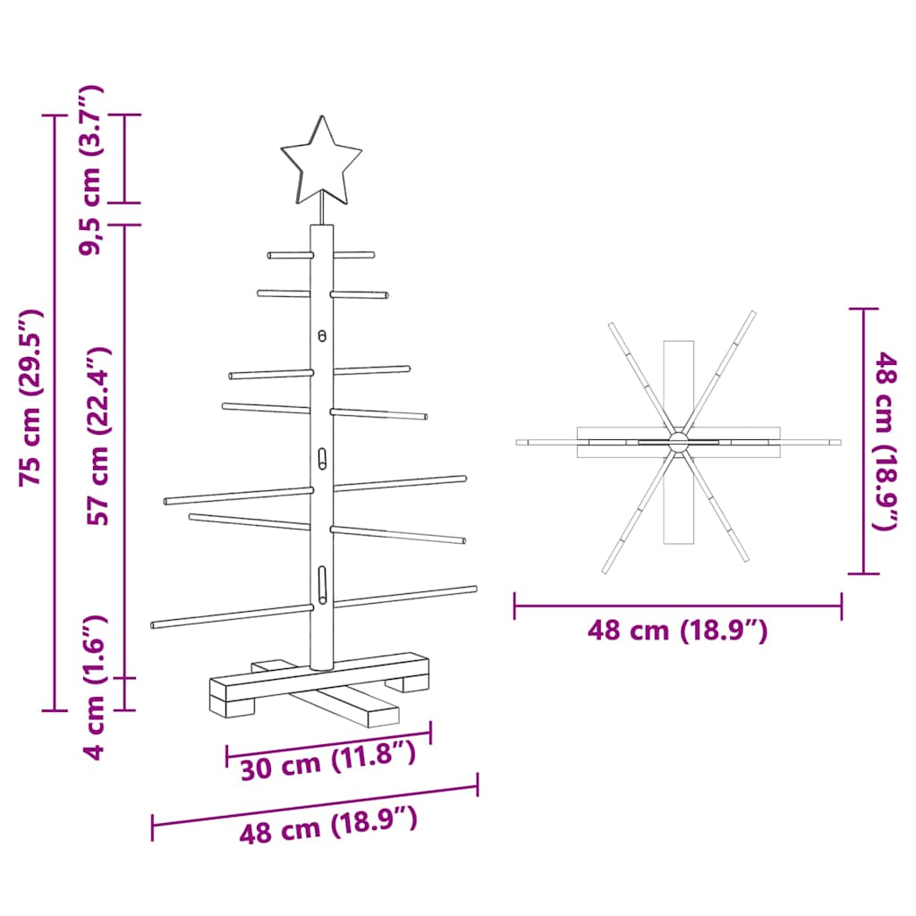Wooden Christmas Tree Brown 75 cm Bamboo