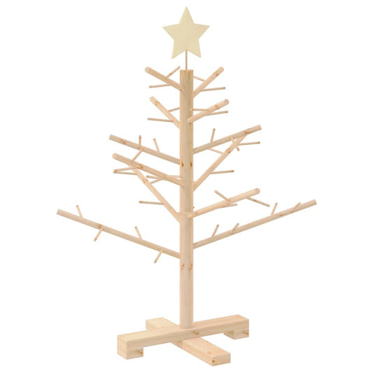 Wooden Christmas Tree with Stand Natural 75 cm Solid pine wood