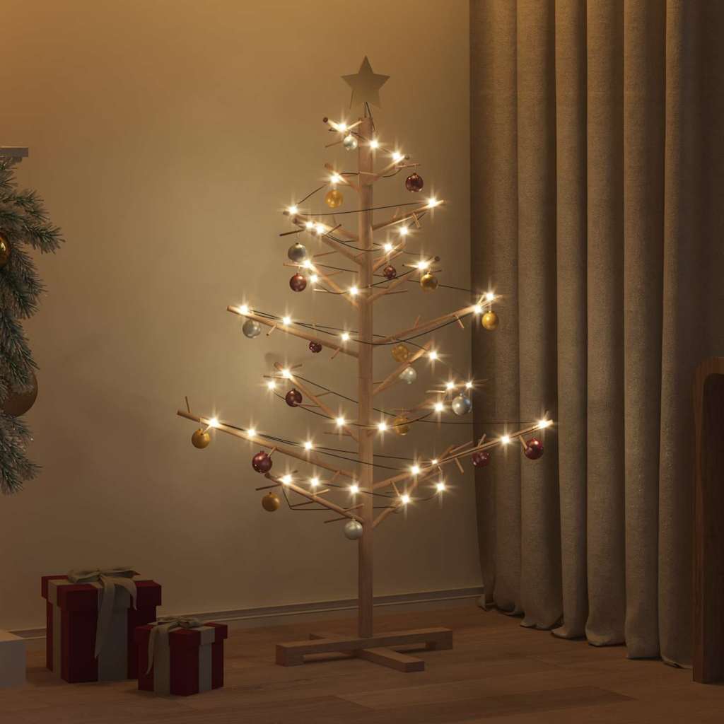 Wooden Christmas Tree with Stand Brown 125 cm Solid pine wood