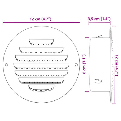 Air Vent Covers 4 pcs Silver 80 mm Stainless Steel