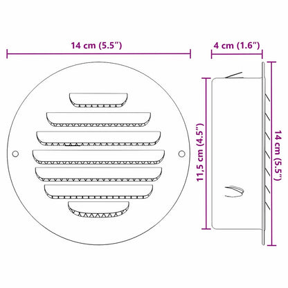 Air Vent Covers 4 pcs Silver 125 mm Stainless Steel