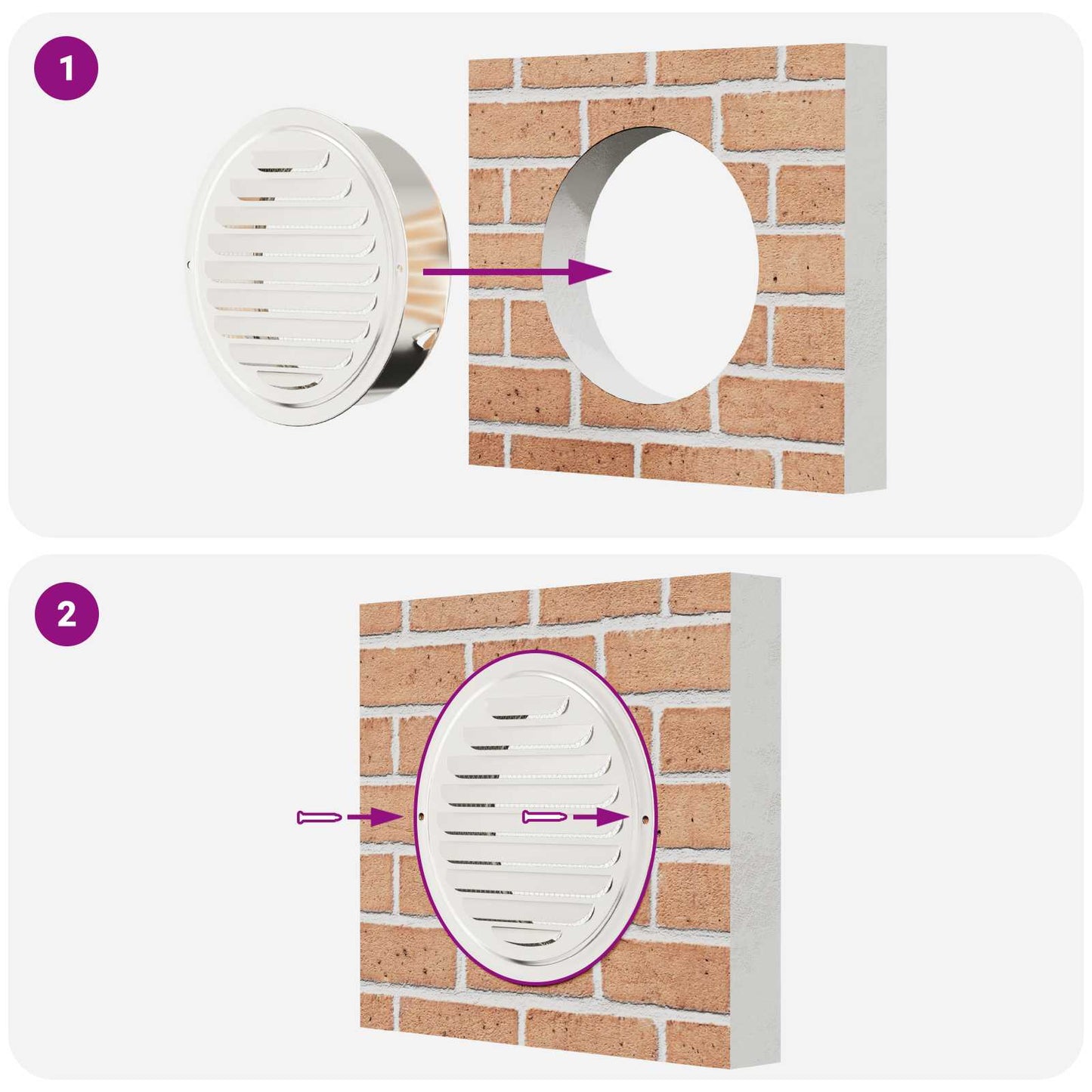 Air Vent Covers 4 pcs Silver 150 mm Stainless Steel