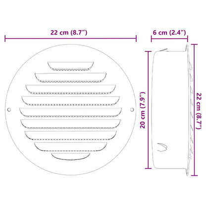Air Vent Covers 4 pcs Silver 200 mm Stainless Steel