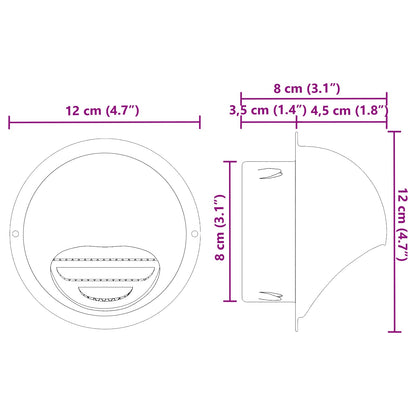 Air Vent Covers 2 pcs Silver 80 mm Stainless Steel