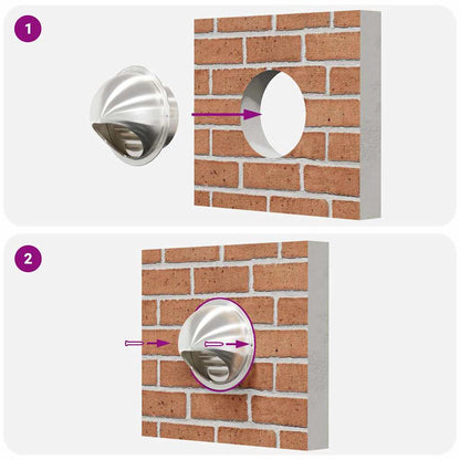 Air Vent Covers 2 pcs Silver 100 mm Stainless Steel