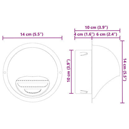Air Vent Covers 2 pcs Silver 100 mm Stainless Steel