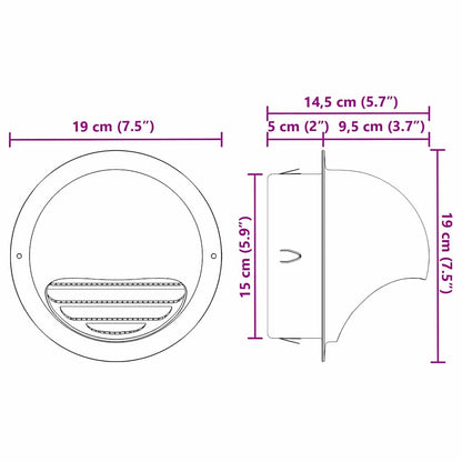 Air Vent Covers 2 pcs Silver 150 mm Stainless Steel