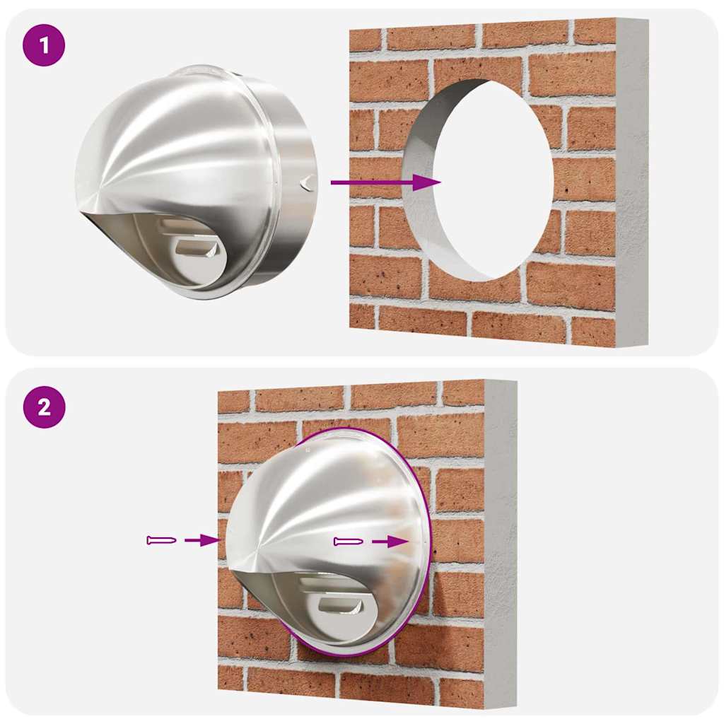 Air Vent Covers 8 pcs Silver 200 mm Stainless Steel