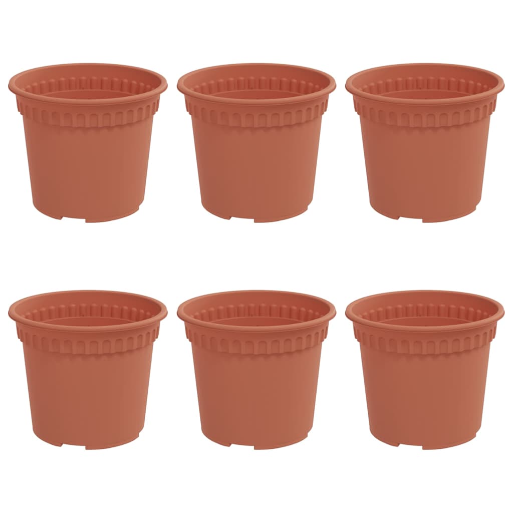 Round Flower Pot 6 pcs Brick Red Ø 12.5 x 10 cm Plastic