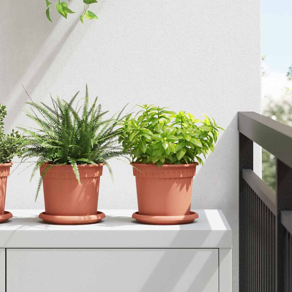 Round Flower Pot 6 pcs Brick Red Ø 15 x 12 cm Plastic