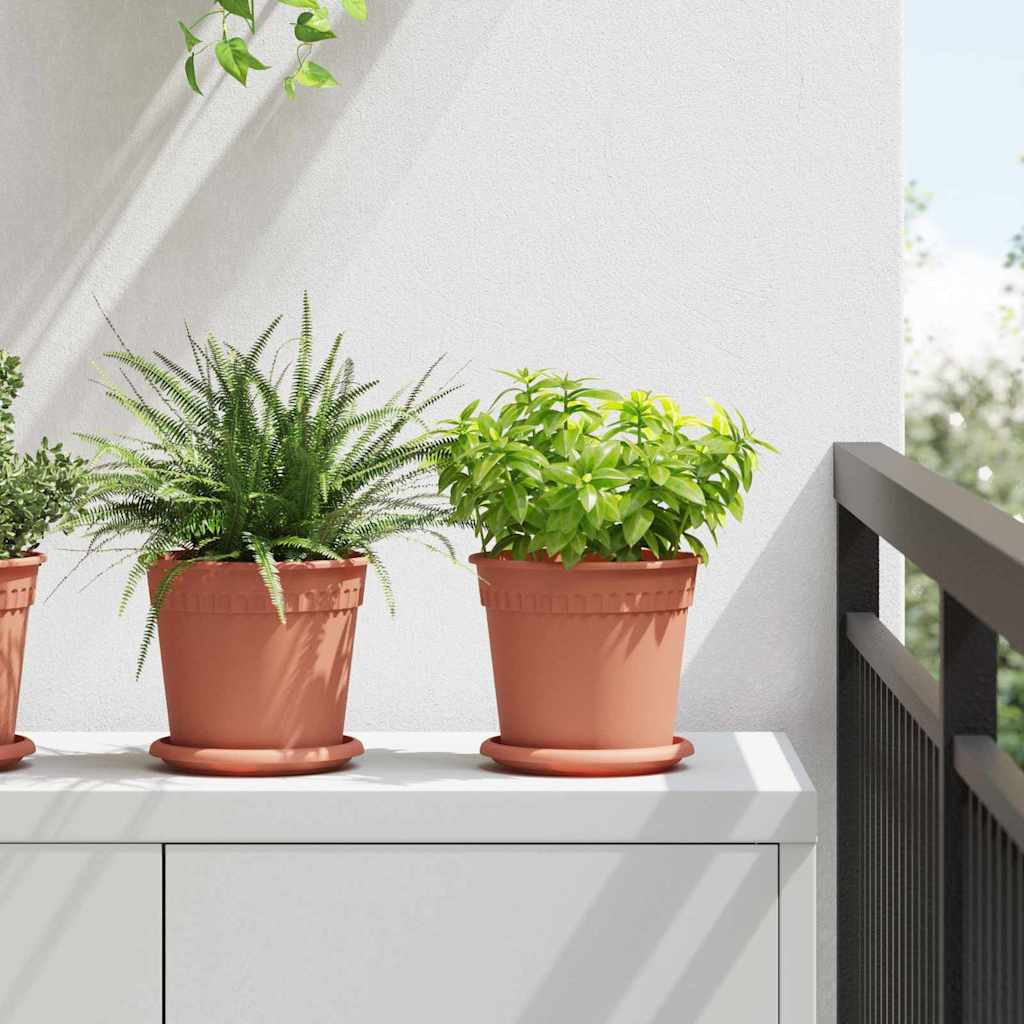 Round Flower Pot 6 pcs Brick Red Ø 17 x 14 cm Plastic