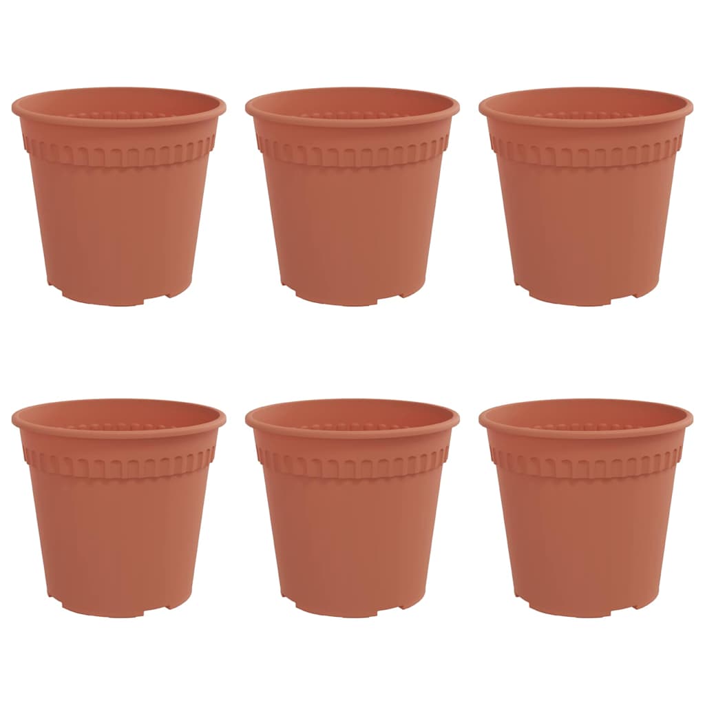Round Flower Pot 6 pcs Brick Red Ø 19 x 16 cm Plastic