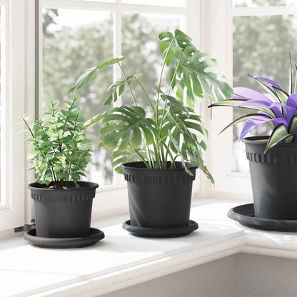 Round Flower Pot 6 pcs Black Ø 15 x 12 cm Plastic