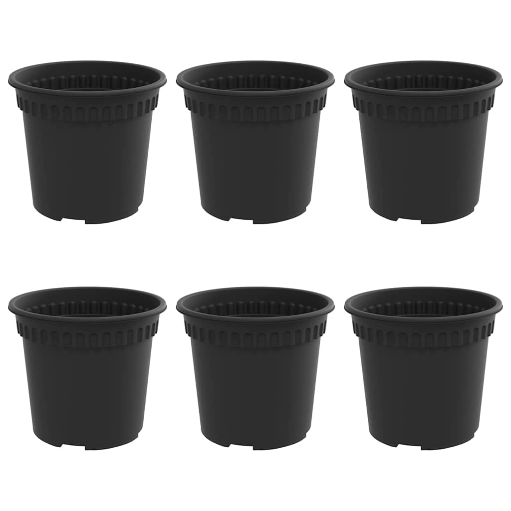 Round Flower Pot 6 pcs Black Ø 15 x 12 cm Plastic
