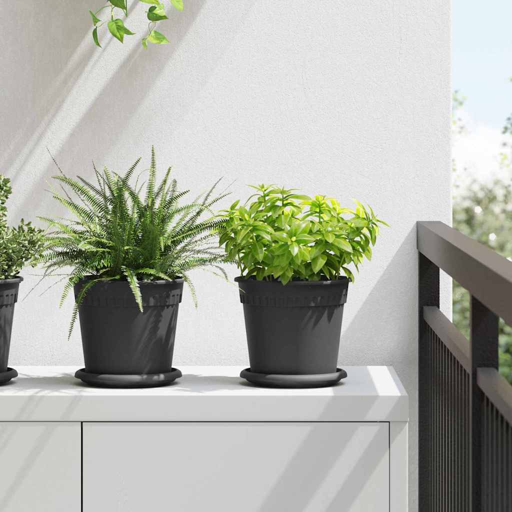 Round Flower Pot 6 pcs Black Ø 17 x 14 cm Plastic