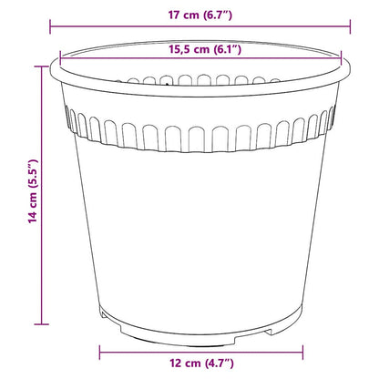 Round Flower Pot 6 pcs Black Ø 17 x 14 cm Plastic