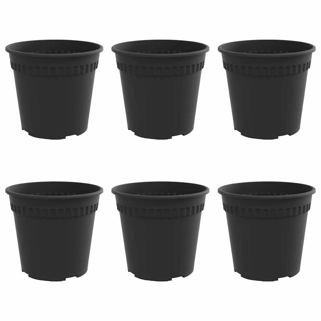 Round Flower Pot 6 pcs Black Ø 19 x 16 cm Plastic
