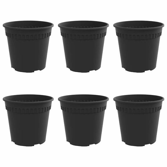 Round Flower Pot 6 pcs Black Ø 19 x 16.5 cm Plastic