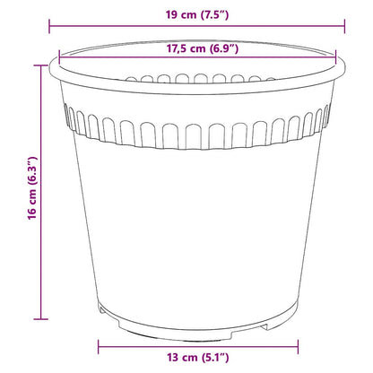 Round Flower Pot 6 pcs Black Ø 19 x 16 cm Plastic