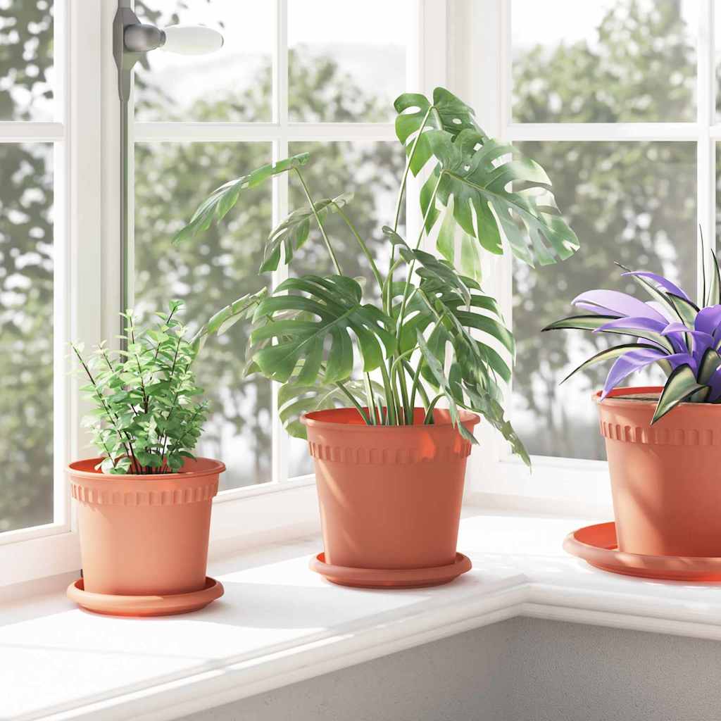 Round Flower Pot 24 pcs Brick Red Ø 17 x 14 cm Plastic