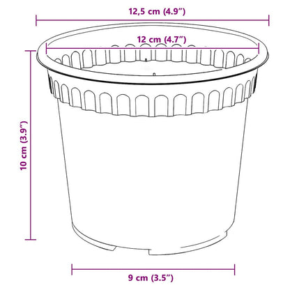 Round Flower Pot 24 pcs Black Ø 12.5 x 10 cm Plastic