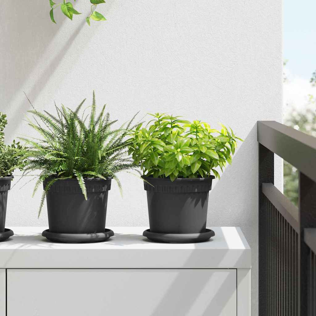 Round Flower Pot 24 pcs Black Ø 15 x 12 cm Plastic
