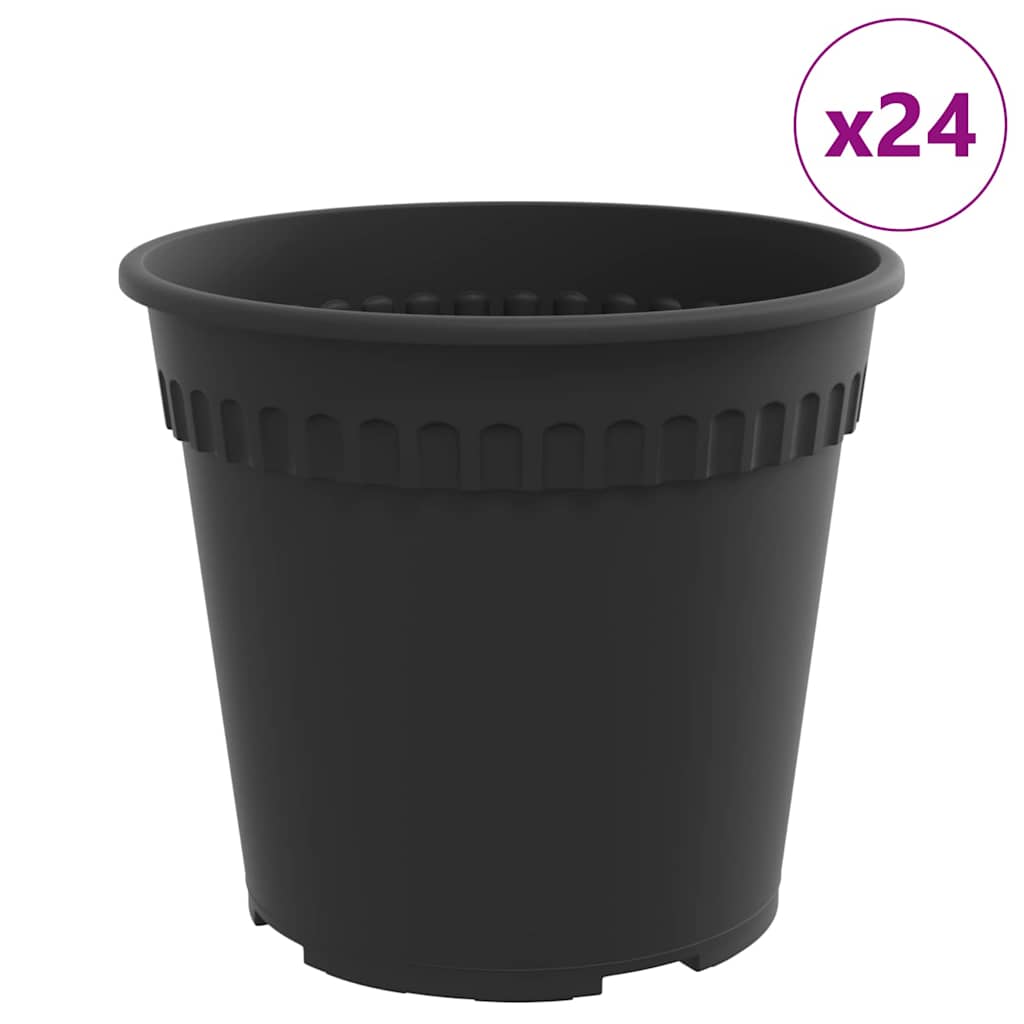 Round Flower Pot 24 pcs Black Ø 17 x 14 cm Plastic