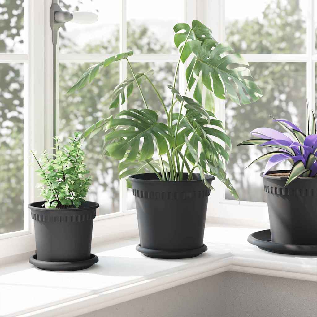 Round Flower Pot 24 pcs Black Ø 19 x 16 cm Plastic