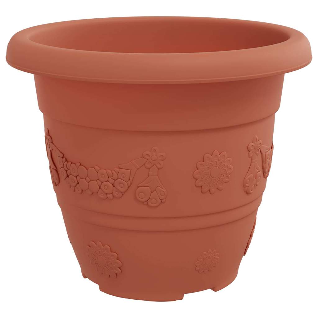 Round Flower Pot 6 pcs Brick Red Ø 22 x 18 cm Plastic
