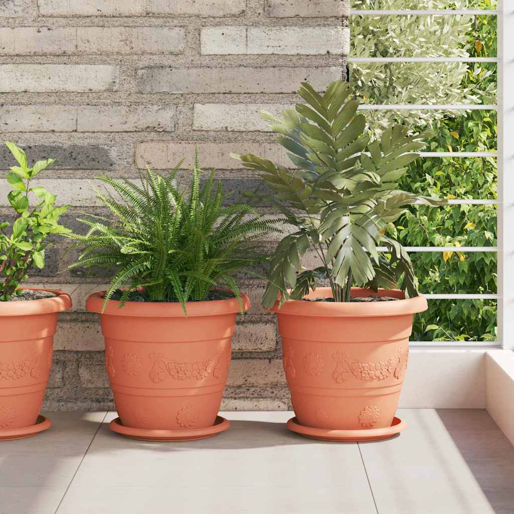 Round Flower Pot 6 pcs Brick Red Ø 26 x 21.5 cm Plastic