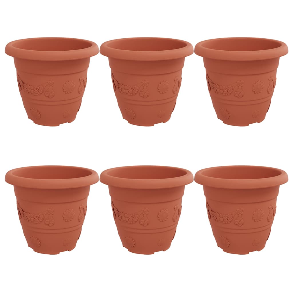 Round Flower Pot 6 pcs Brick Red Ø 26 x 21.5 cm Plastic