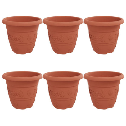 Round Flower Pot 6 pcs Brick Red Ø 26 x 21.5 cm Plastic