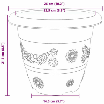Round Flower Pot 6 pcs Brick Red Ø 26 x 21.5 cm Plastic
