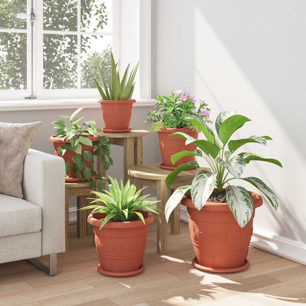 Round Flower Pot 6 pcs Brick Red Ø 30 x 25 cm Plastic