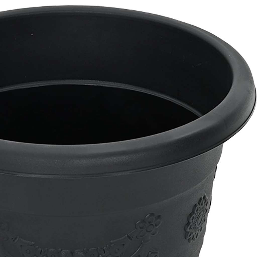 Round Flower Pot 6 pcs Black Ø 22 x 18 cm Plastic