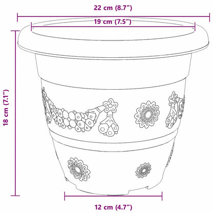 Round Flower Pot 6 pcs Black Ø 22 x 18 cm Plastic