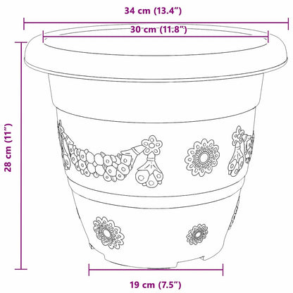Round Flower Pot 6 pcs Black Ø 34 x 28 cm Plastic