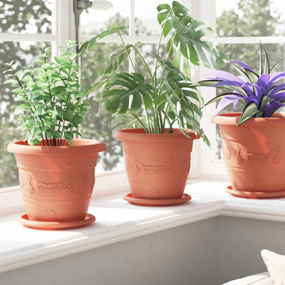 Round Flower Pot 24 pcs Brick Red Ø 22 x 18 cm Plastic