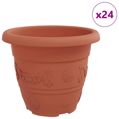 Round Flower Pot 24 pcs Brick Red Ø 22 x 18 cm Plastic