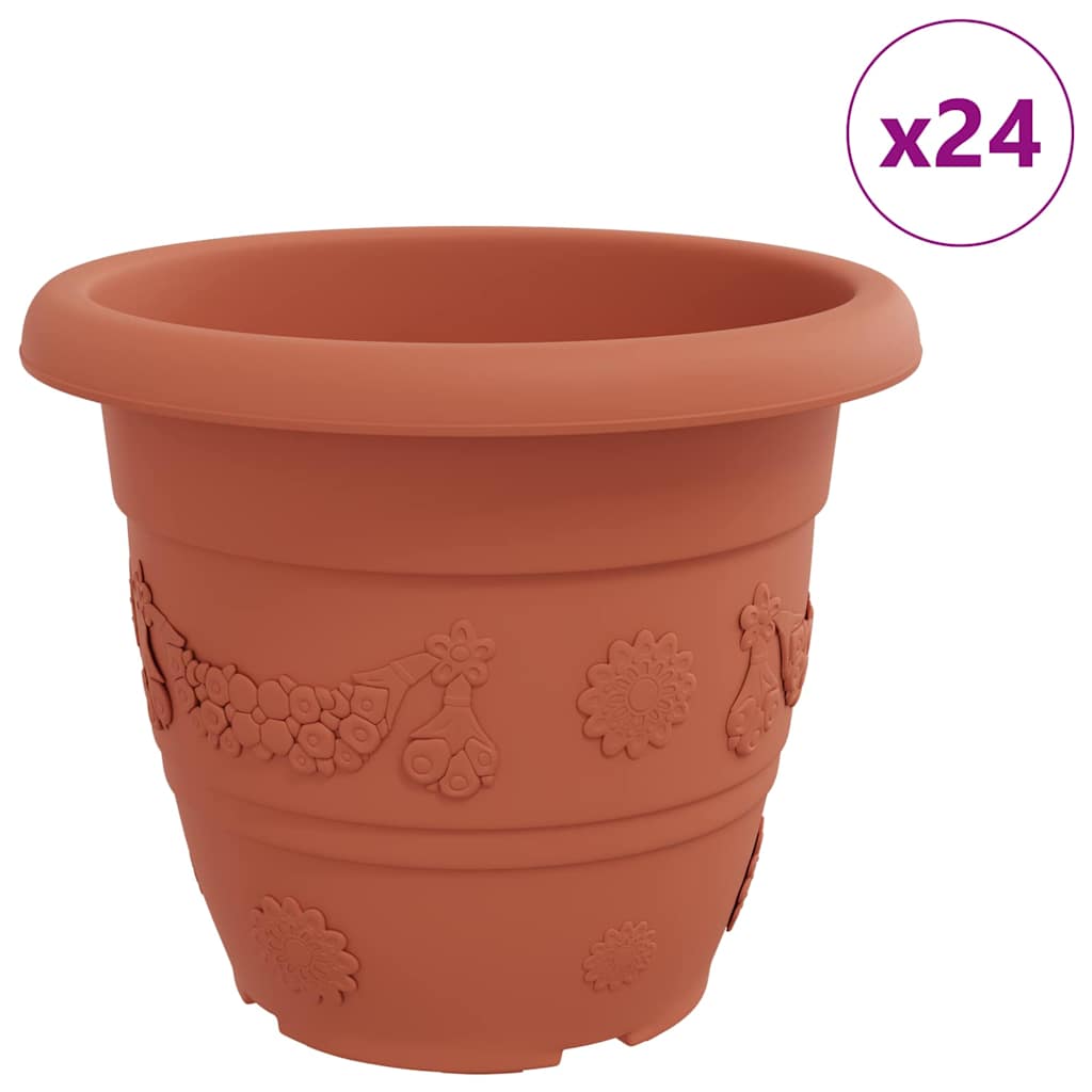 Round Flower Pot 24 pcs Brick Red Ø 34 x 28 cm Plastic