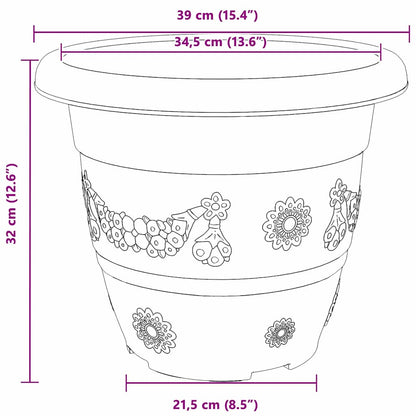 Round Flower Pot 24 pcs Brick Red Ø 39 x 32 cm Plastic
