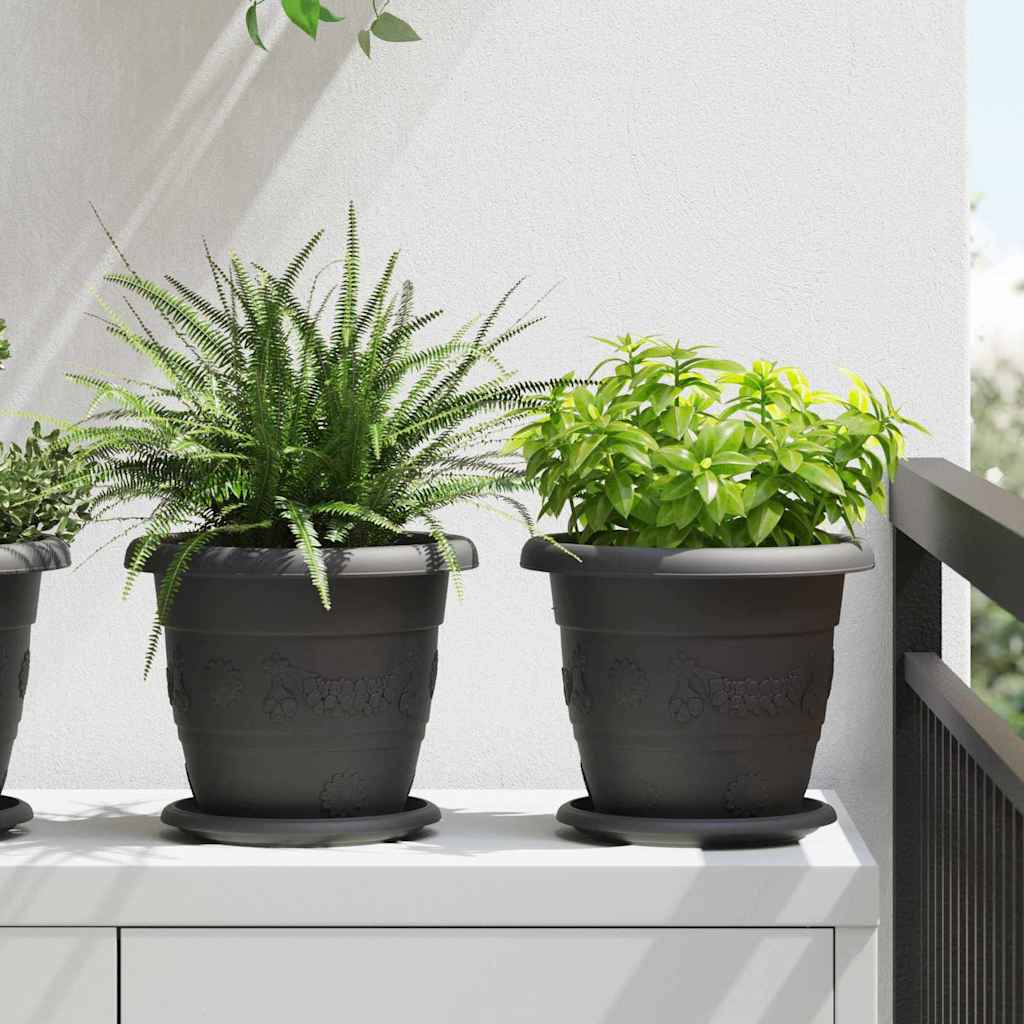 Round Flower Pot 24 pcs Black Ø 22 x 18 cm Plastic