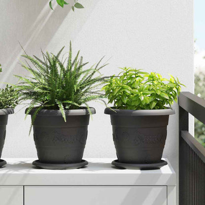 Round Flower Pot 24 pcs Black Ø 22 x 18 cm Plastic