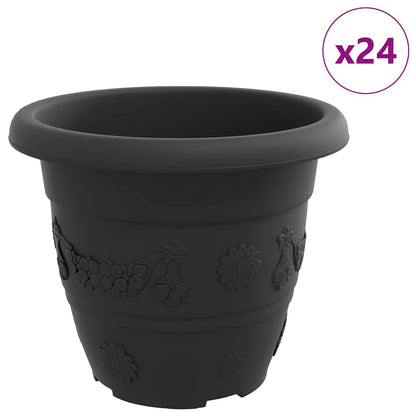 Round Flower Pot 24 pcs Black Ø 22 x 18 cm Plastic