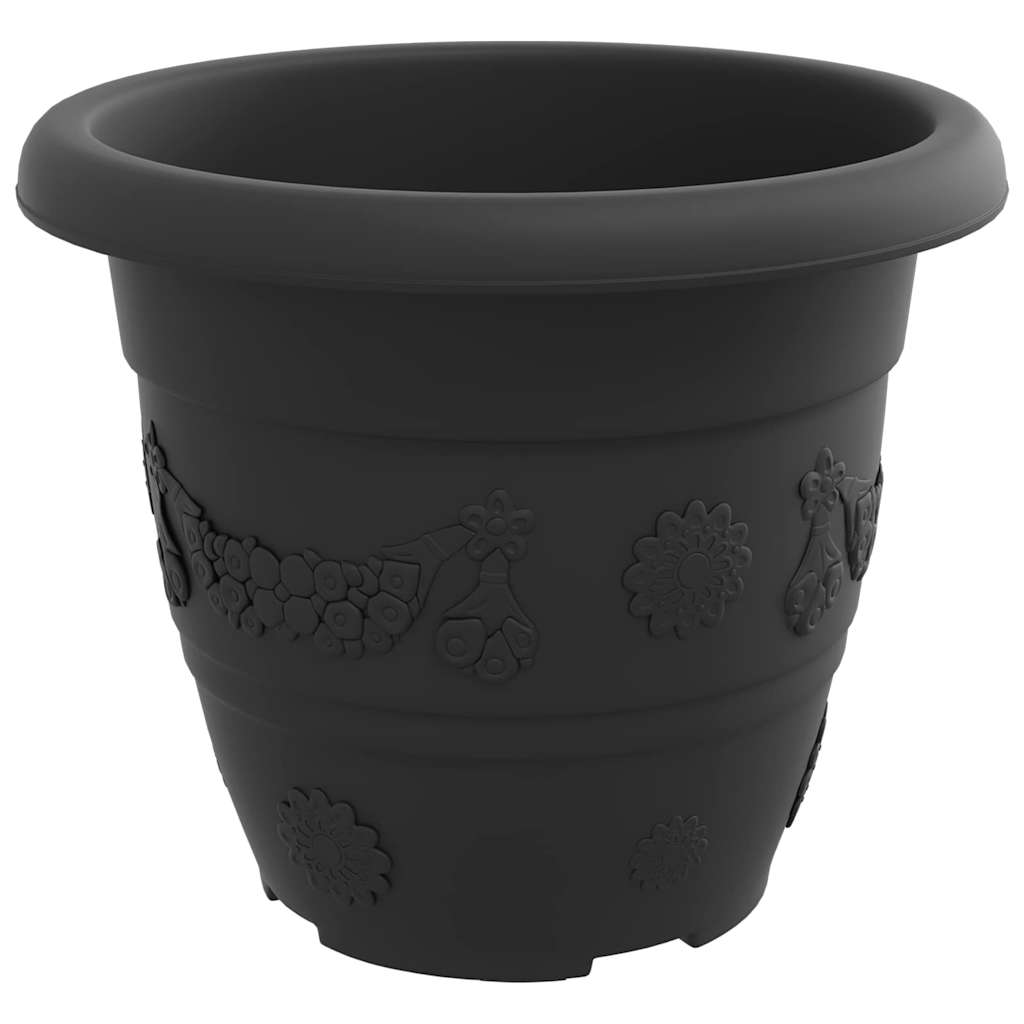 Round Flower Pot 24 pcs Black Ø 22 x 18 cm Plastic