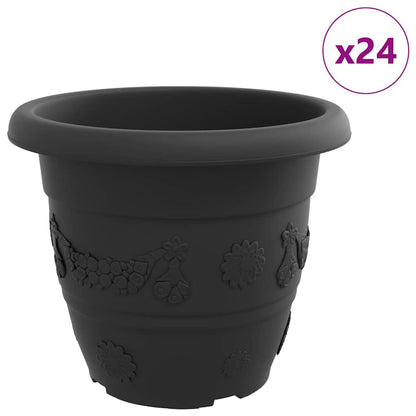 Round Flower Pot 24 pcs Black Ø 34 x 28 cm Plastic